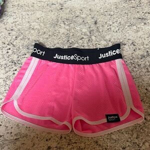 Justice Sport Pink Mesh Shorts with White Accents